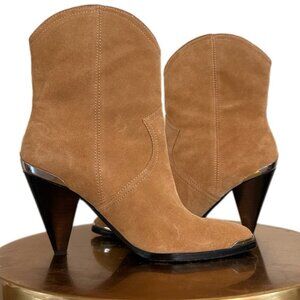 Joie Western Heeled Suede Booties | Tan | 37.5